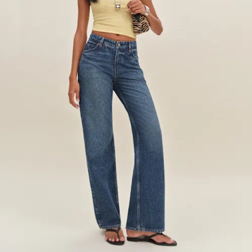 Reformation Morley V-waist Baggy Jeans Blue - Size 29